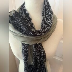 Black & light Sage Scarf 70” by 44”